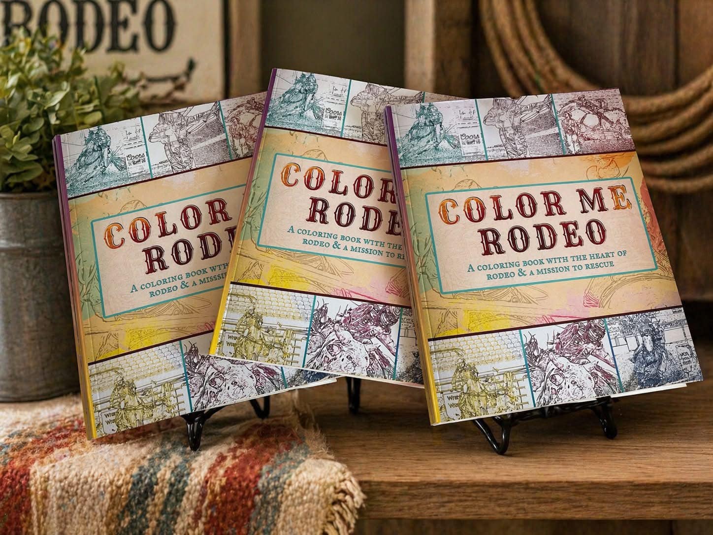 Color Me Rodeo books lined up