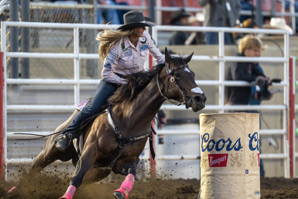 Michelle Alley turns a barrel