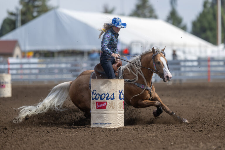 Tricia Aldridge turns a barrel on Adios Pantalones