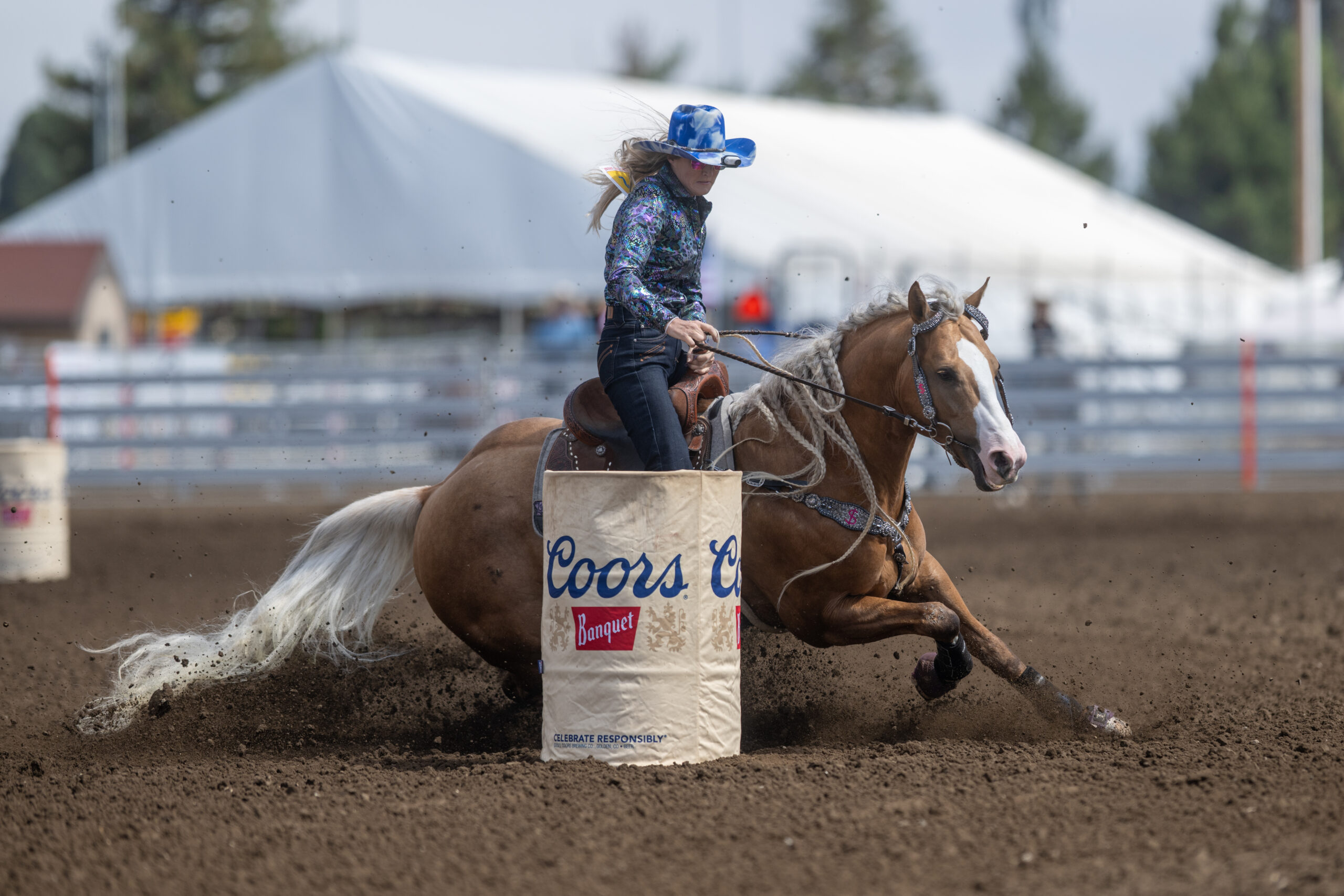Tricia Aldridge turns a barrel on Adios Pantalones