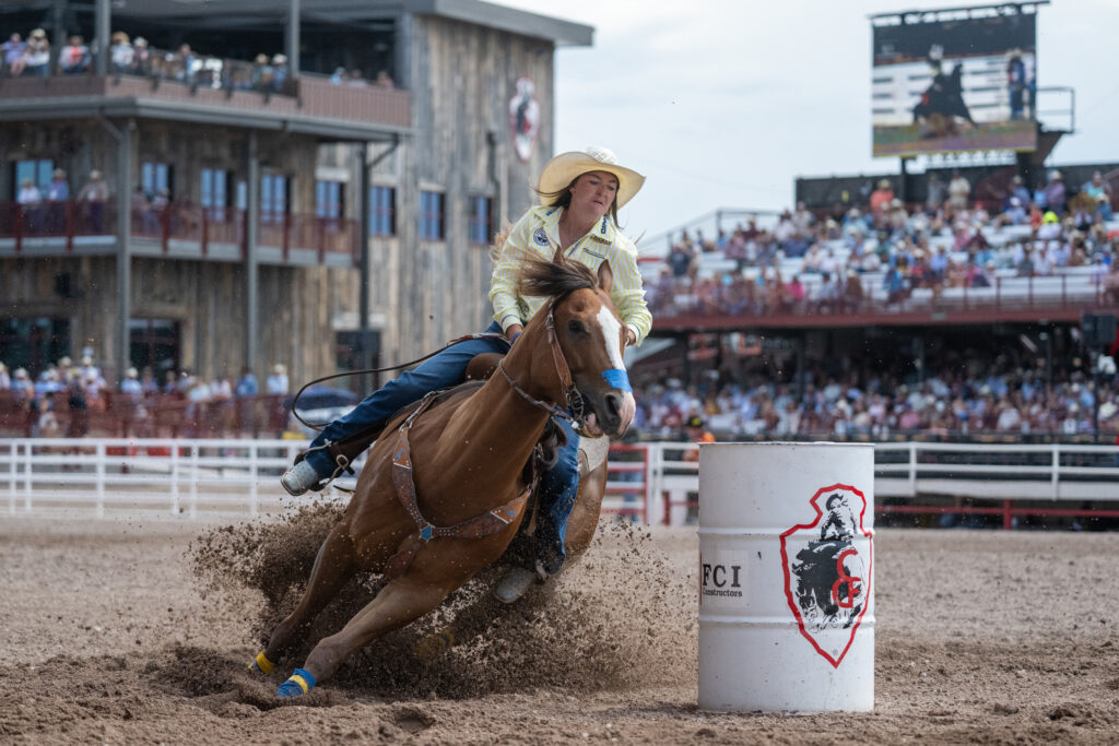 Tayla Moeykens turns a barrel