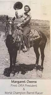 A newspaper clipping of young margaret owens sitting on a horse