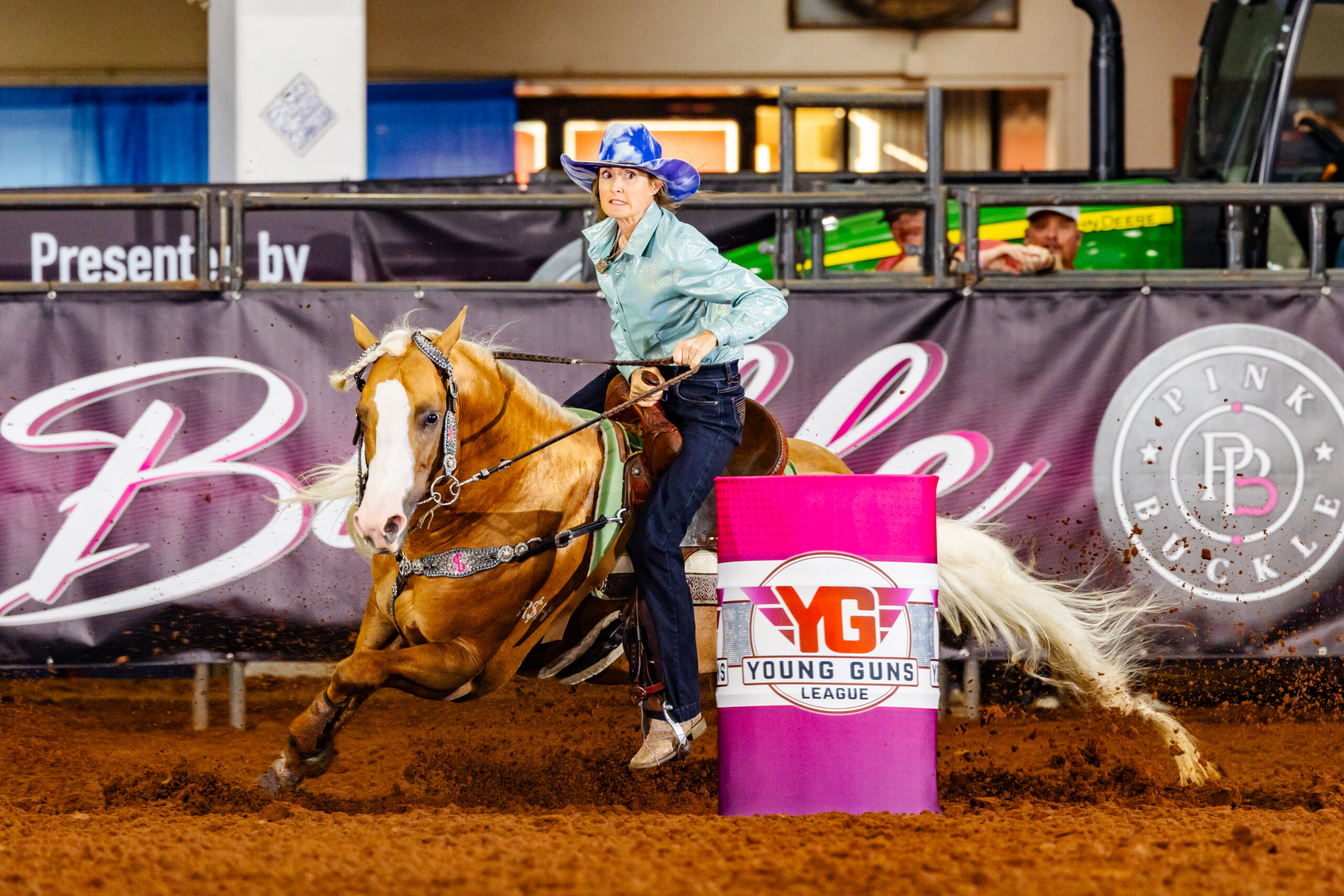 Tricia Aldridge turns a barrel on Adios Pantalones