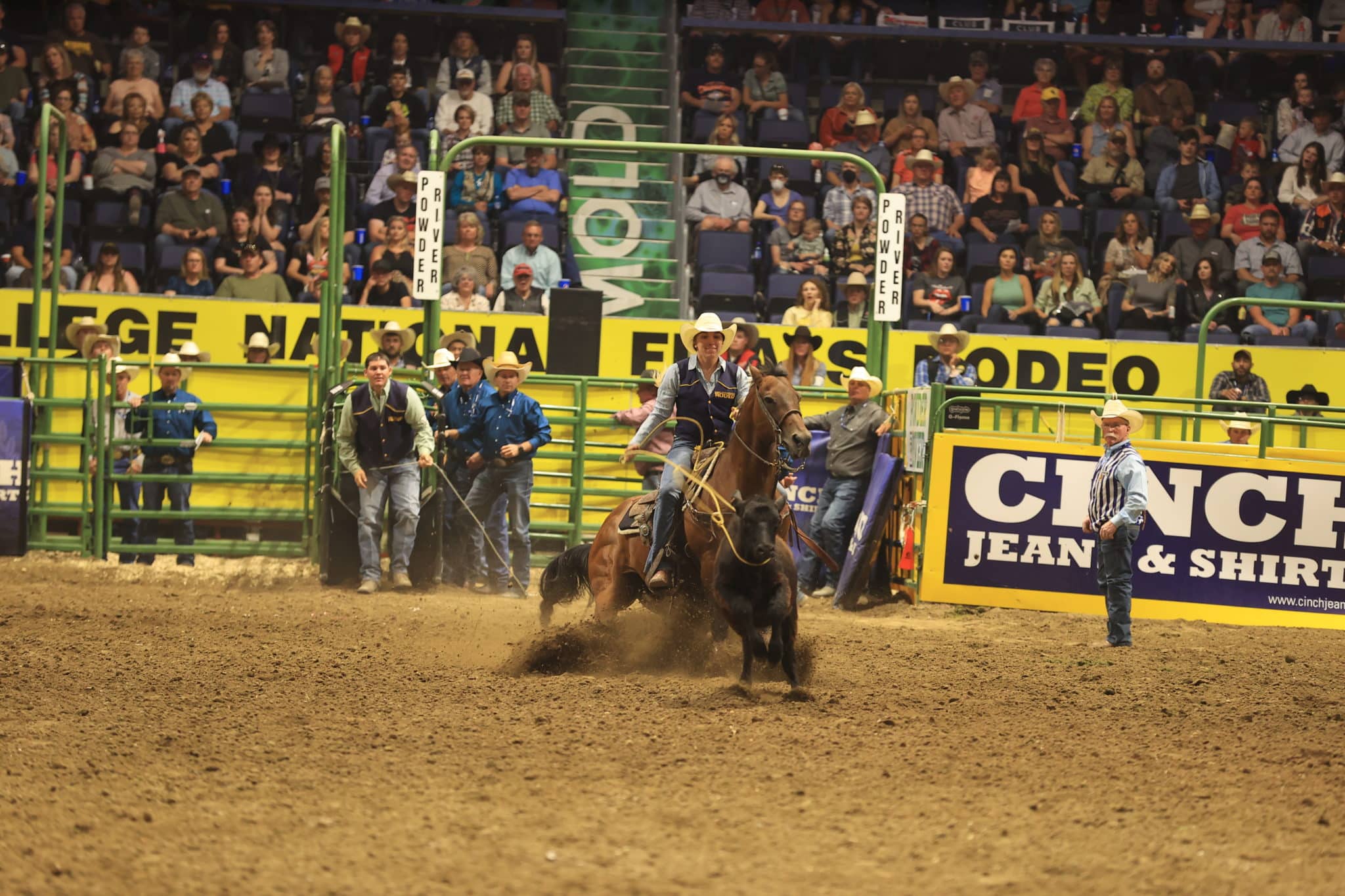 Bryana Lehrmann and her breakaway horse Lizzie at the college national finals rodeo