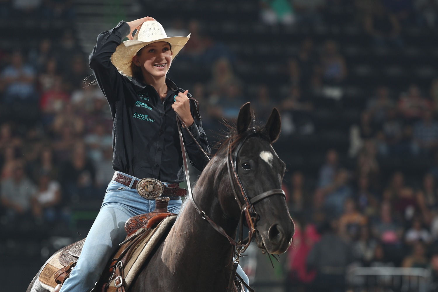 Alee Andrews was all smiles after winning the first Progressive Round performance at WCRA Rodeo Corpus Christi.