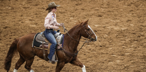 Hali Williams trots out of the arena at San Antonio