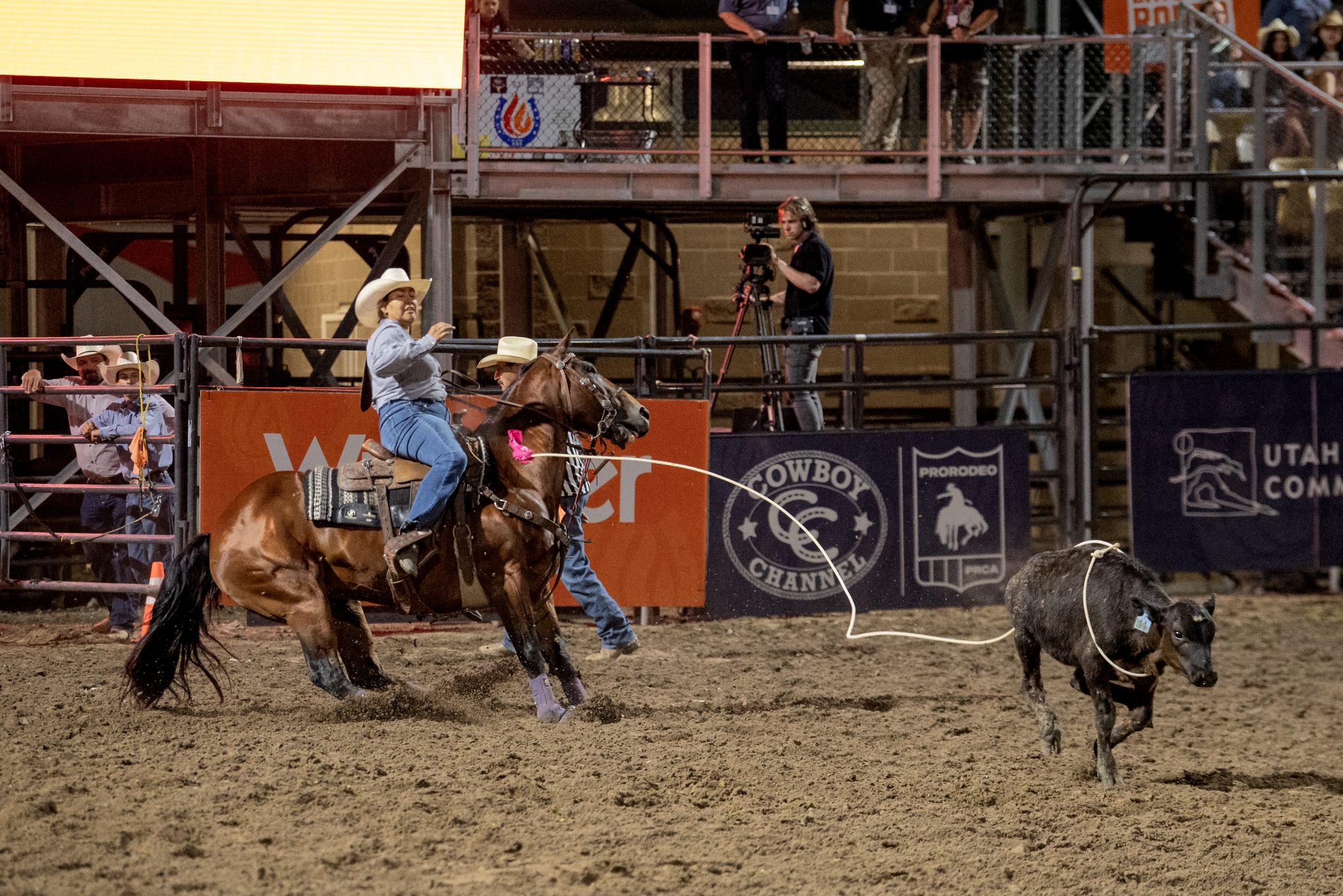 Justine Doke ropes at the Utah Days of '47 Rodeo