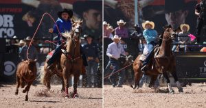 Madyson Mansell (left) and Kylie Reininger won their respective slates of breakaway roping at the DY Youth Showcase at WCRA Rodeo Carolina.