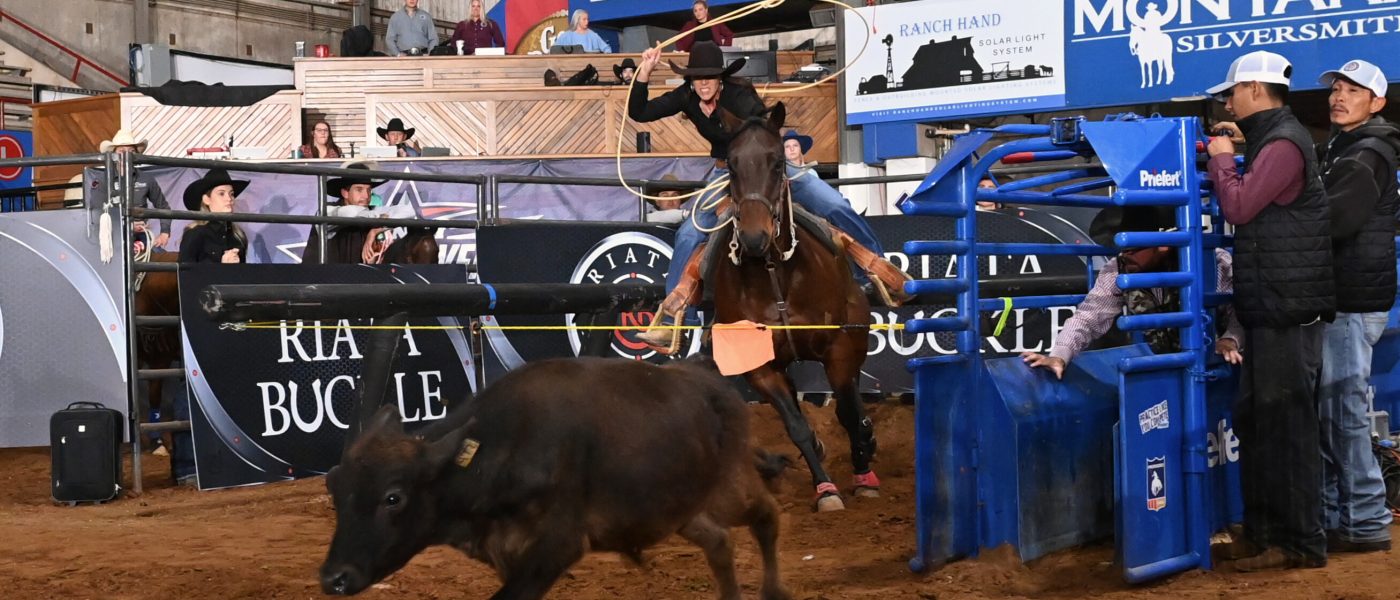 Katie Jo McFarlane topped Round 1 of the Riata Buckle, winning $1,000 to add to her Platinum Short Round check
