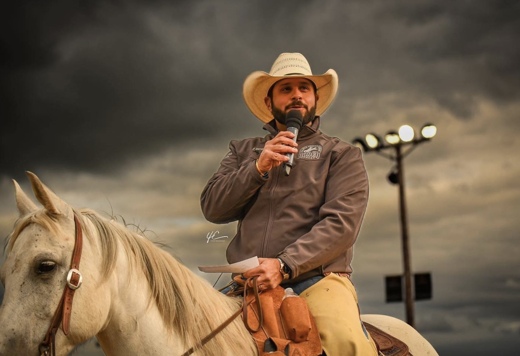 Anthony Lucia announces the 100th Killdeer Mountain Roundup.