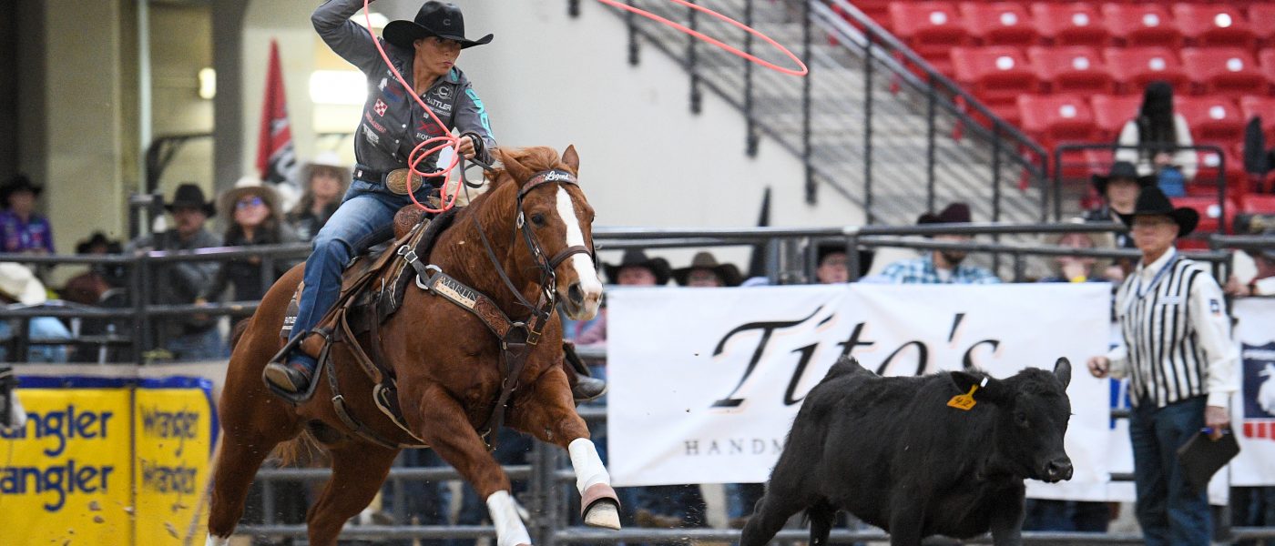 Martha Angelone runs down a calf in Round 2 of the 2023 NFBR, where she earned a total of $15,522