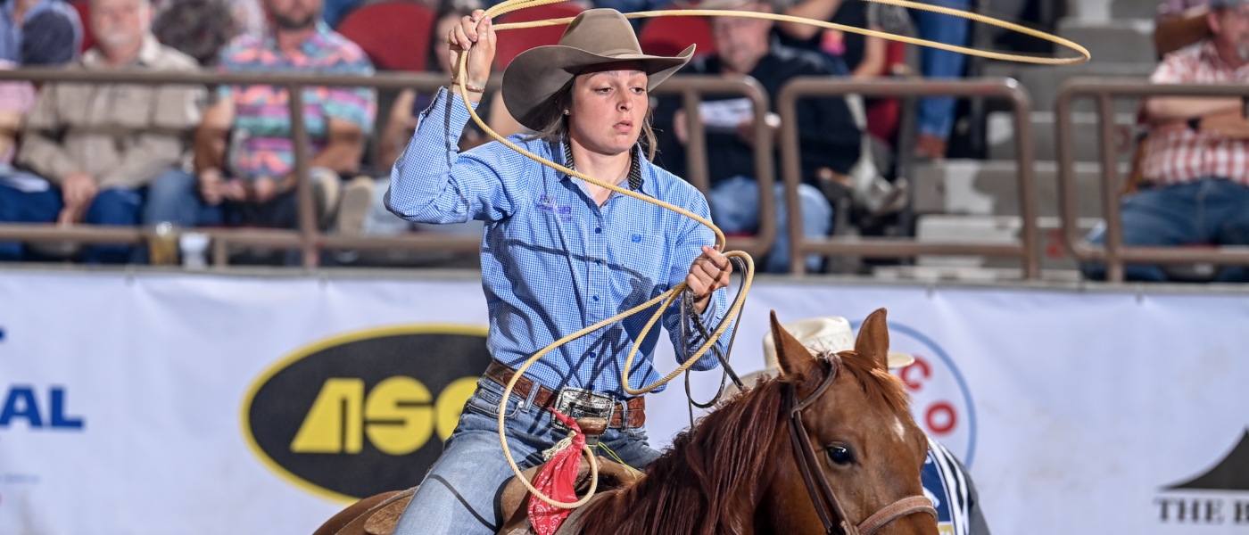 Alli Masters leads the 2024 San Angelo Stock Show & Rodeo early on two head.