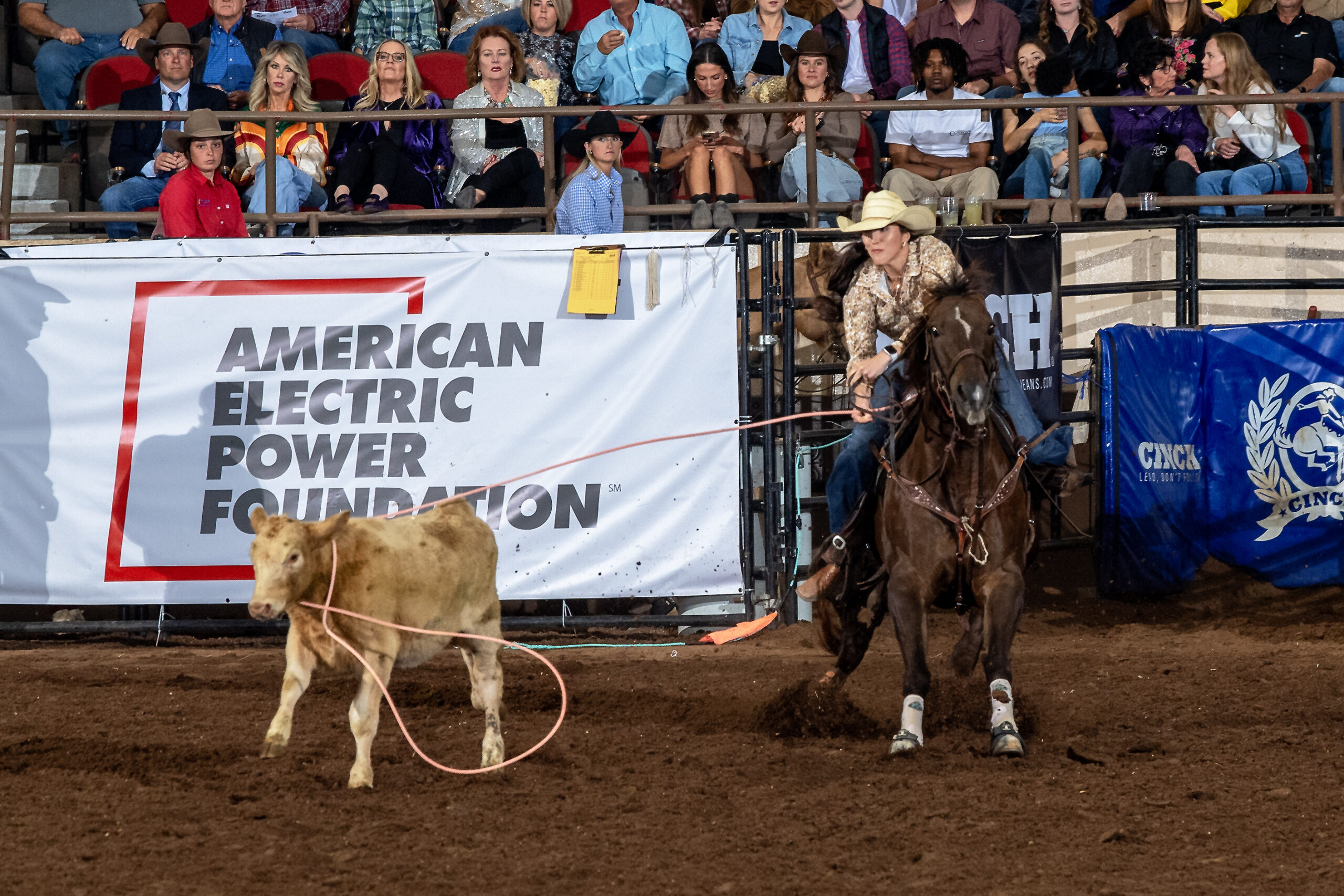 Brooke Eddy roped three head in 7.0 seconds to win the first-ever San Angelo Stock Show & Rodeo and a total of $9,908.