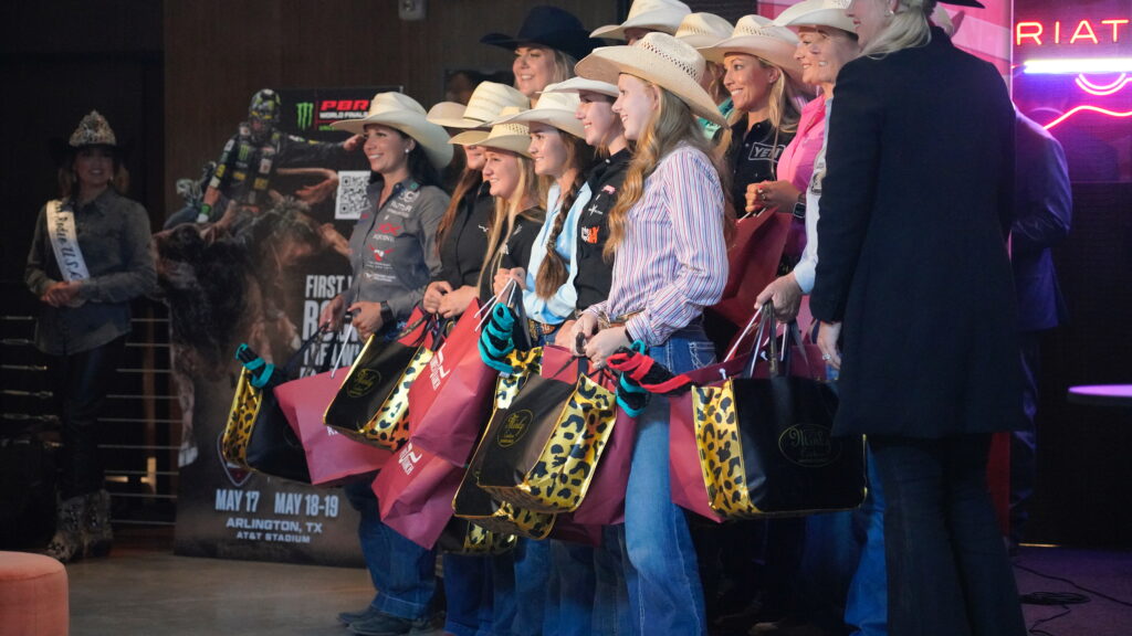 The Showdown Round qualifiers at the 2024 WRWC received a truckload of prizes from WRWC sponsors including Kimes Ranch Jeans.