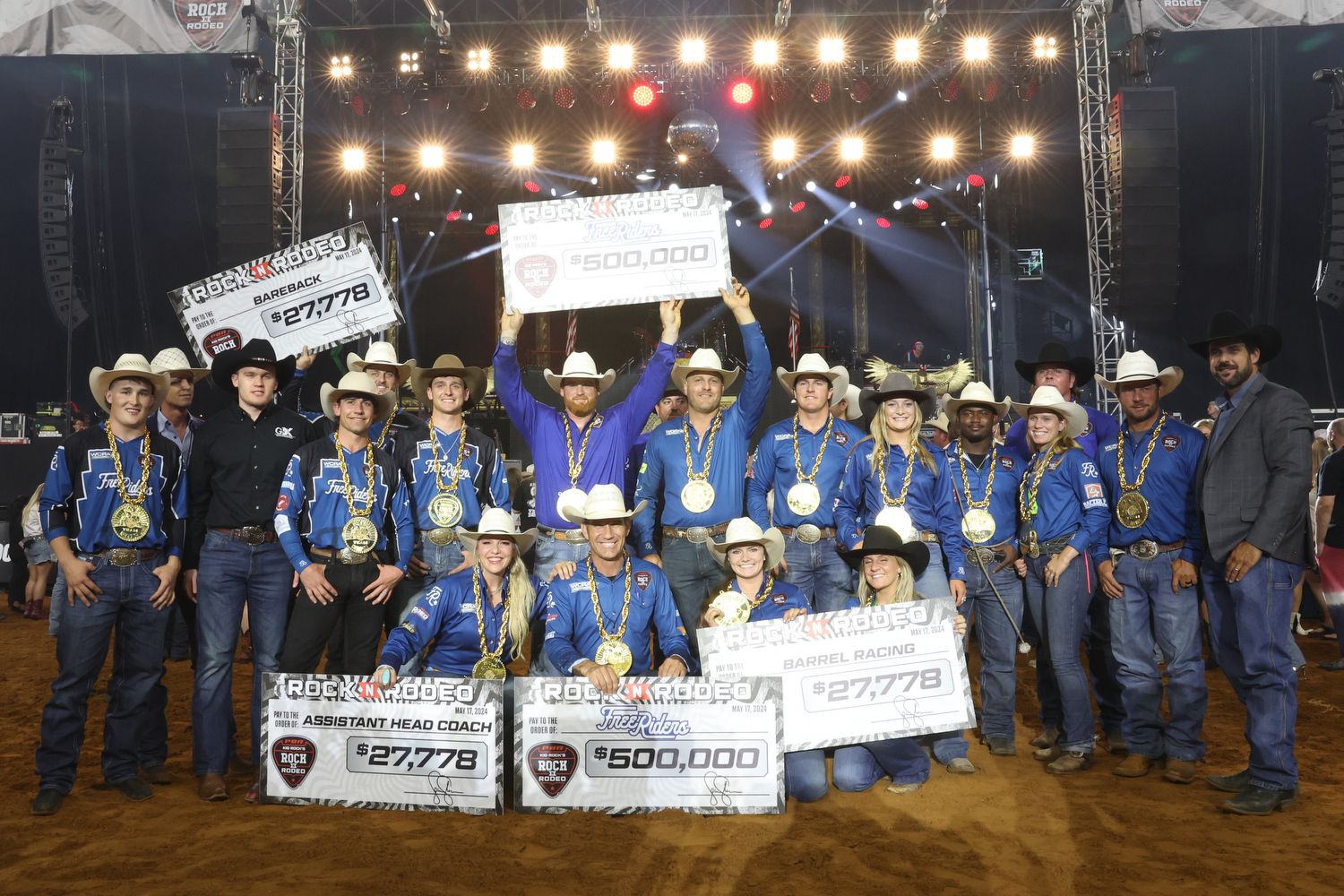 The Free Riders Team poses together after winning Kid Rock's Rock N Rodeo.