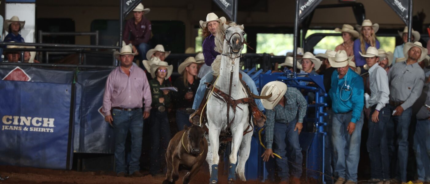 Youth breakaway competitor Caylee Durbin has a time in the books and is ready for Round 2 of the 2024 Cinch WCJR Breakaway roping.