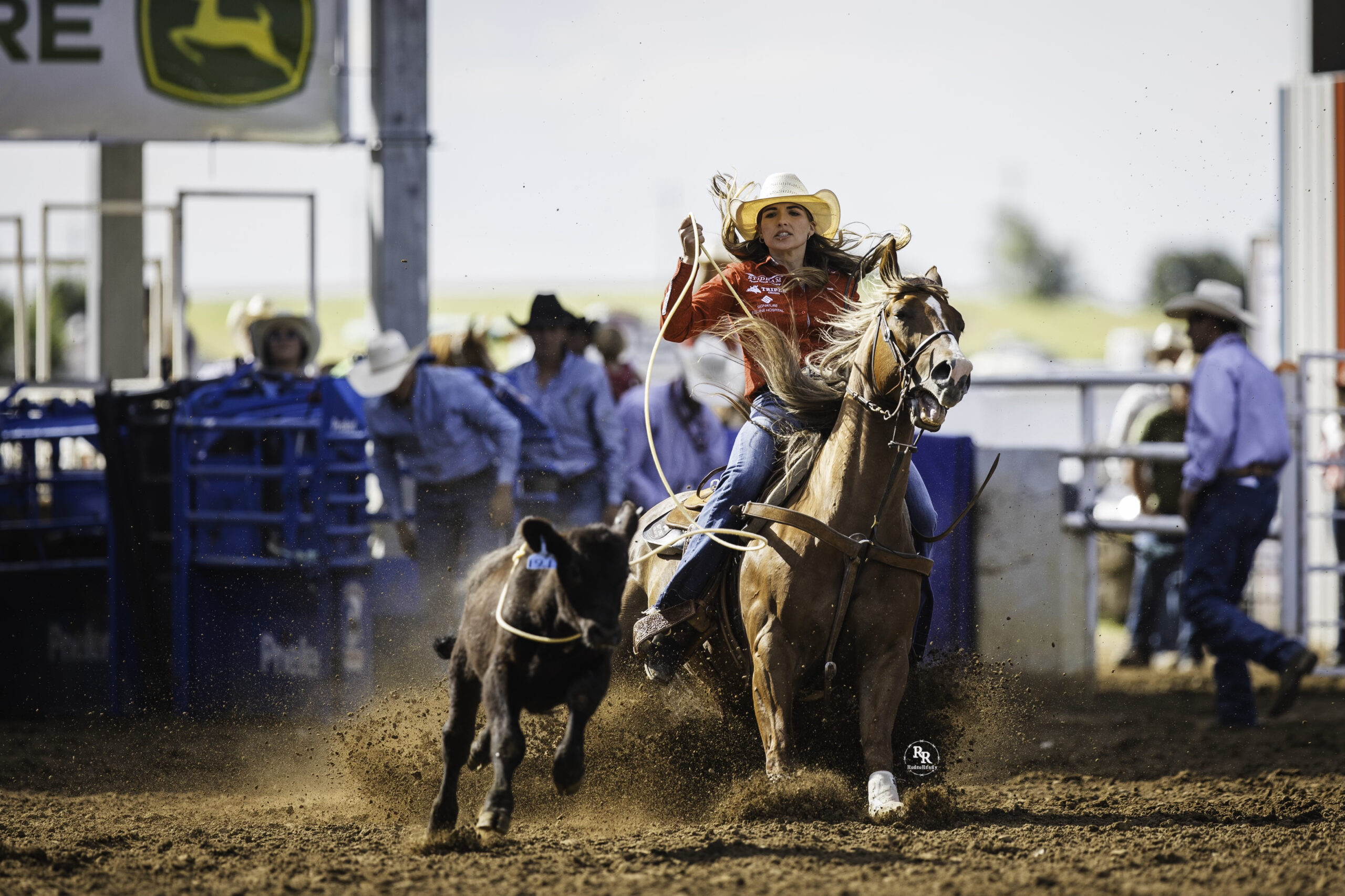 Payton Scalzo and her new horse "Rey" prepare to break the rope off on the 2024 ProRodeo summer run.