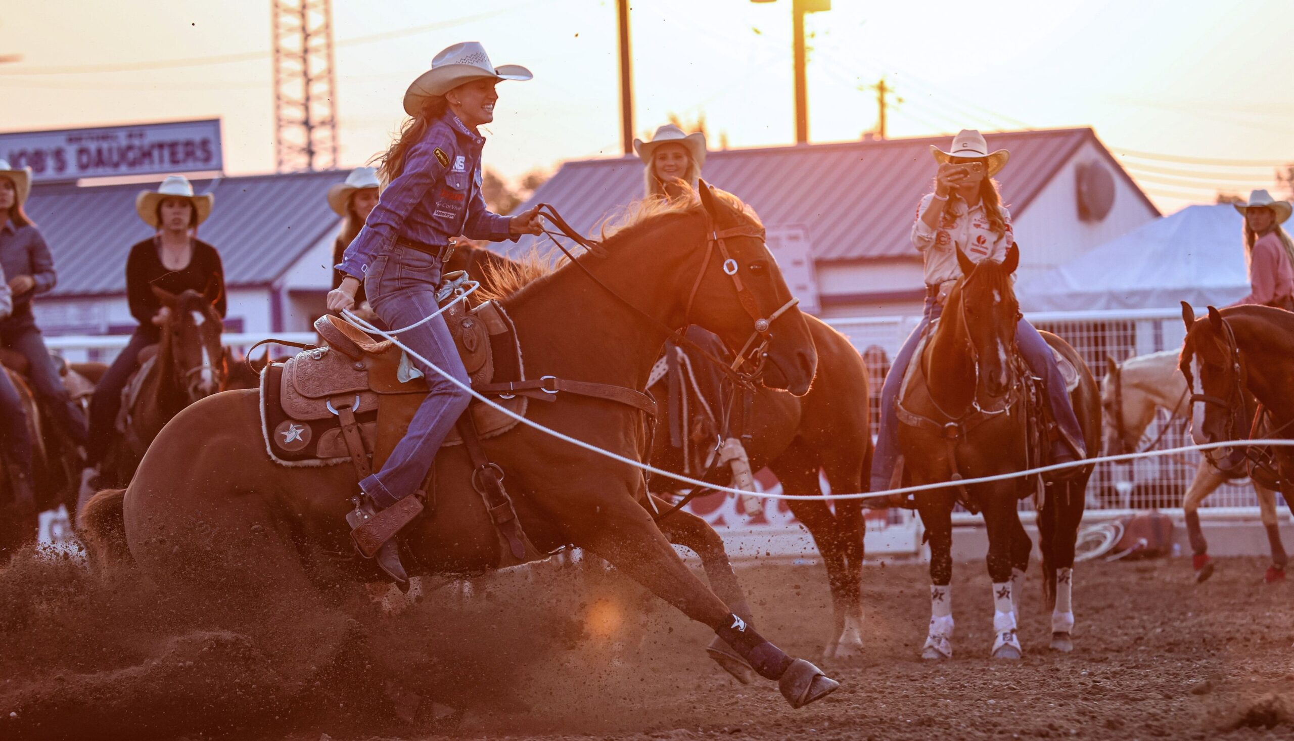 Josie Conner and "Dutch" prepare to stop the clock during the 2024 Caldwell Night Rodeo slack.
