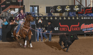 Joey Williams and "Baybe" hit their stride in Round 3 of the Kimes Million Dollar Breakaway Roping, posting a 2.08-second run.