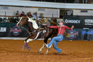 Drew Ellen Stewart won $22,500 in the 15-and-Under Goat Tying thanks to her event win and $12,500 cut of the $50,000 bonus.