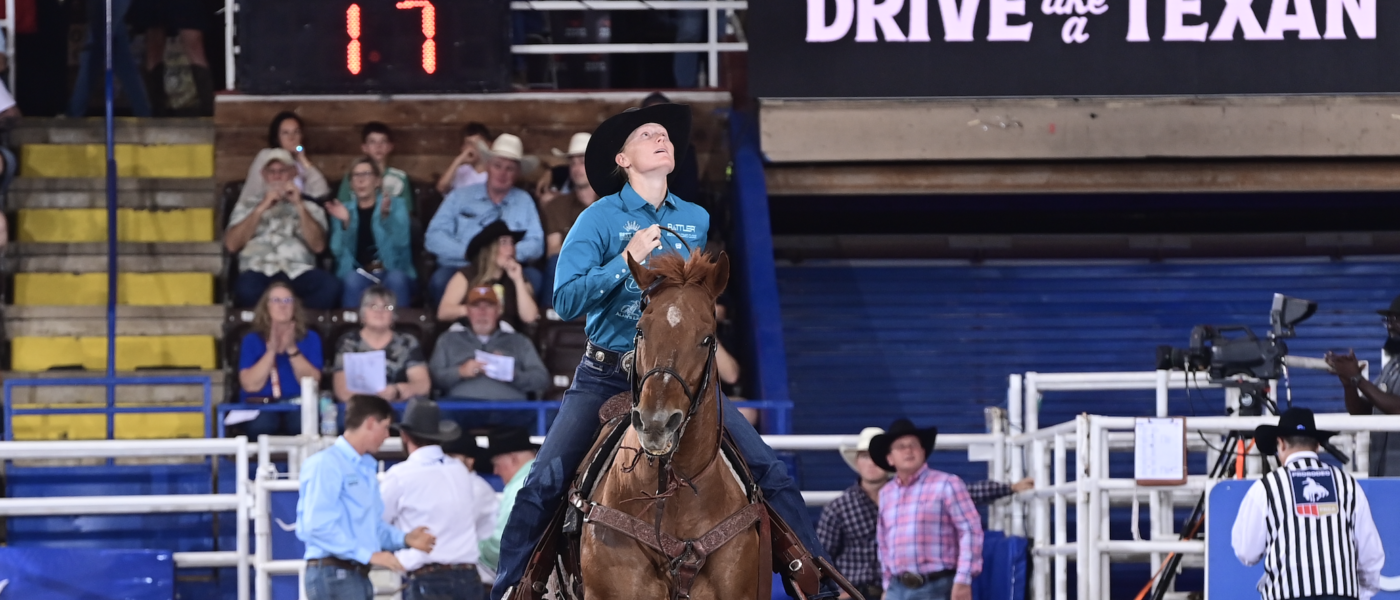 Rylee George topped Rodeo Austin 2025 with a 1.7-second run on "Deputy."