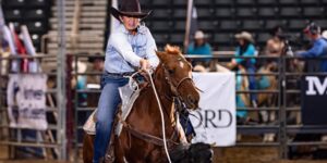 Millie Greenwood and "Patrick" topped the 2025 Columbia River Circuit Finals with a time of 9.7 seconds on three head.