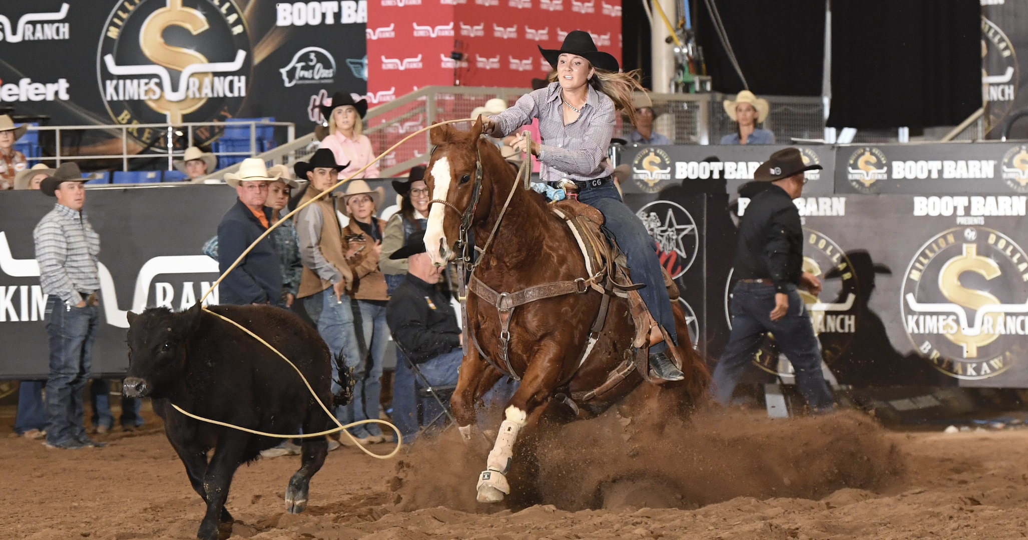Gentry Goza topped Round 1 of the Kimes Ranch Million Dollar Breakaway Last Chance Qualifier with a 2.02-second run.