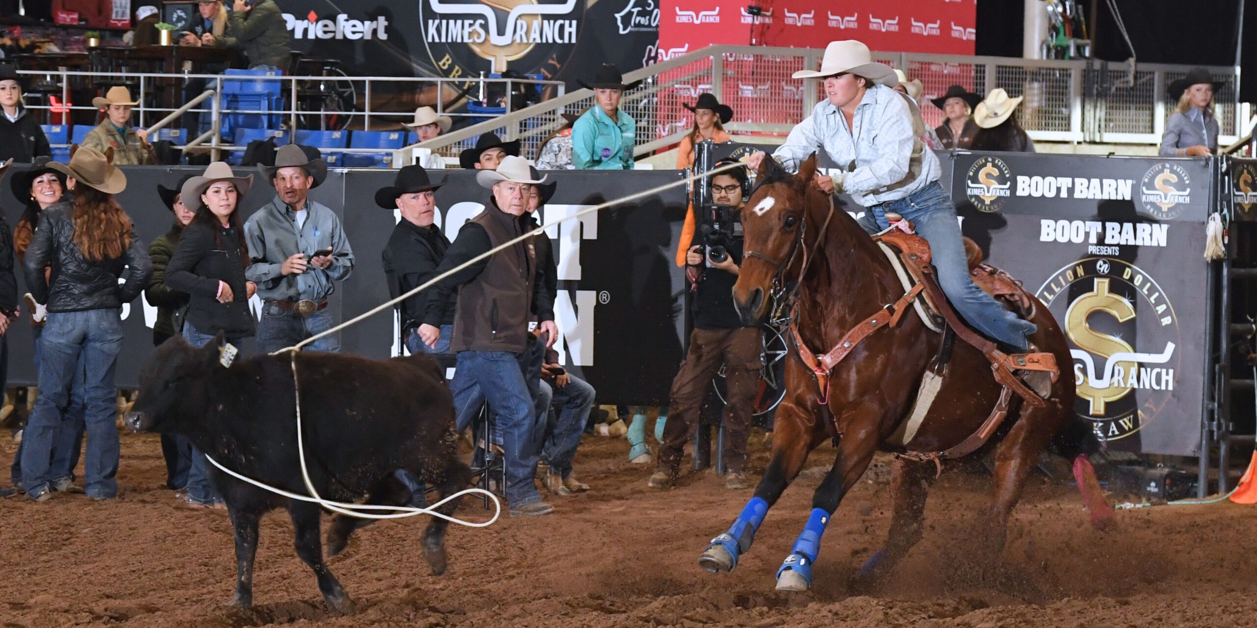 Ryland Lufkin topped the 2025 Kimes Ranch Million Dollar Breakaway Semifinals Average with a time of 6.41 on three head, worth $7,938.