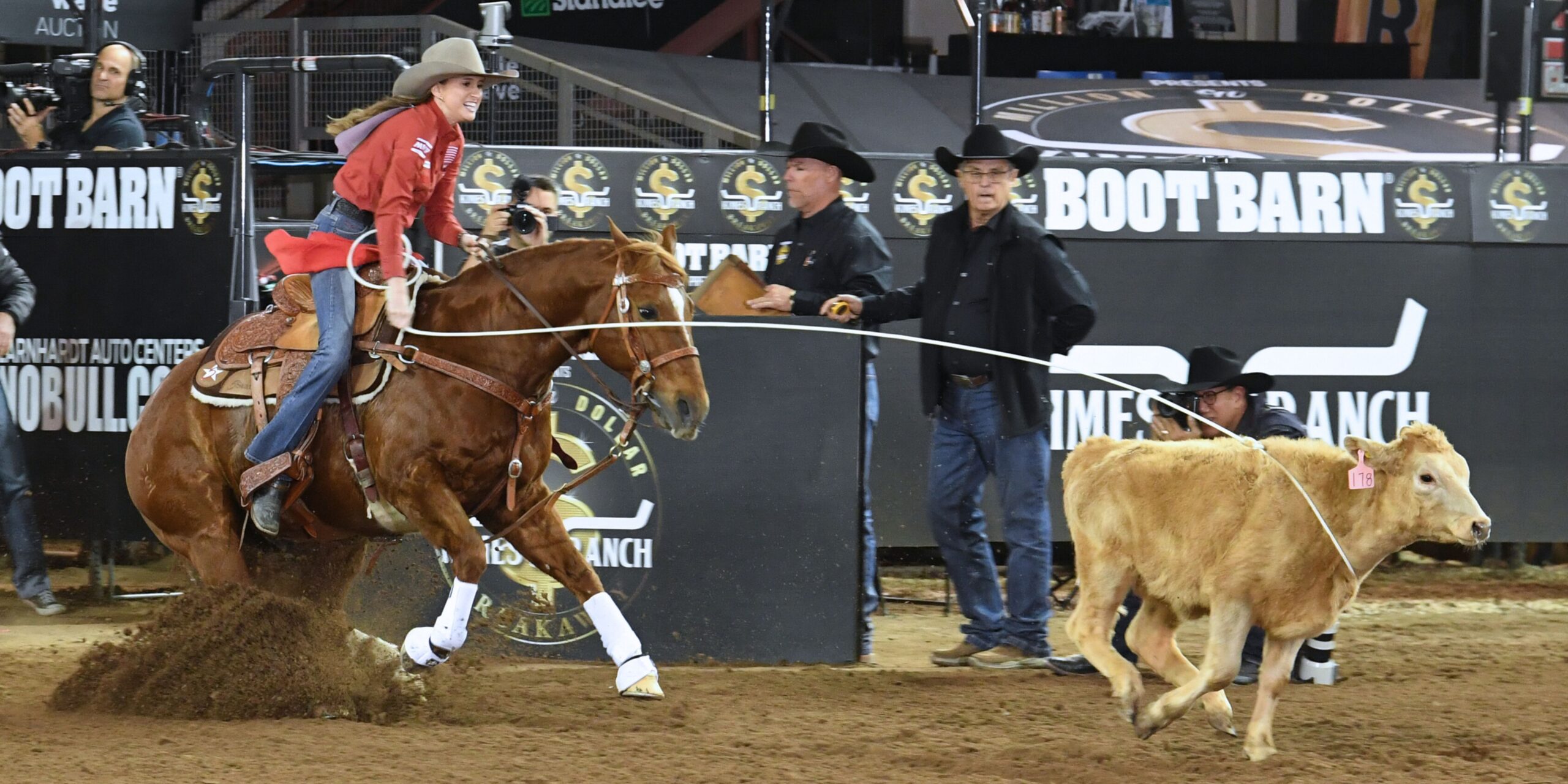 Josie Conner and her two-time Horse of the Year "Dutch" broke the rope of in 1.88 seconds in Round 3 of the Kimes Ranch Million Dollar Breakaway.