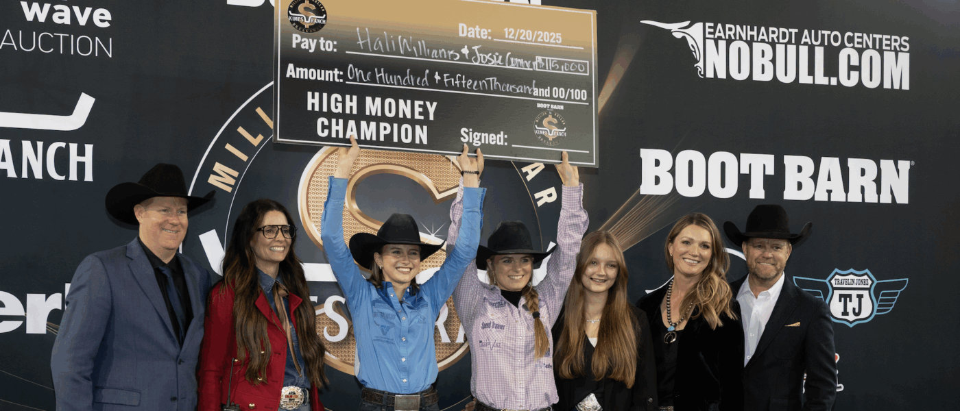 Josie Conner and Hali Williams decided to share the Kimes Ranch Million Dollar Breakaway High-Money Championship with $115K won each.