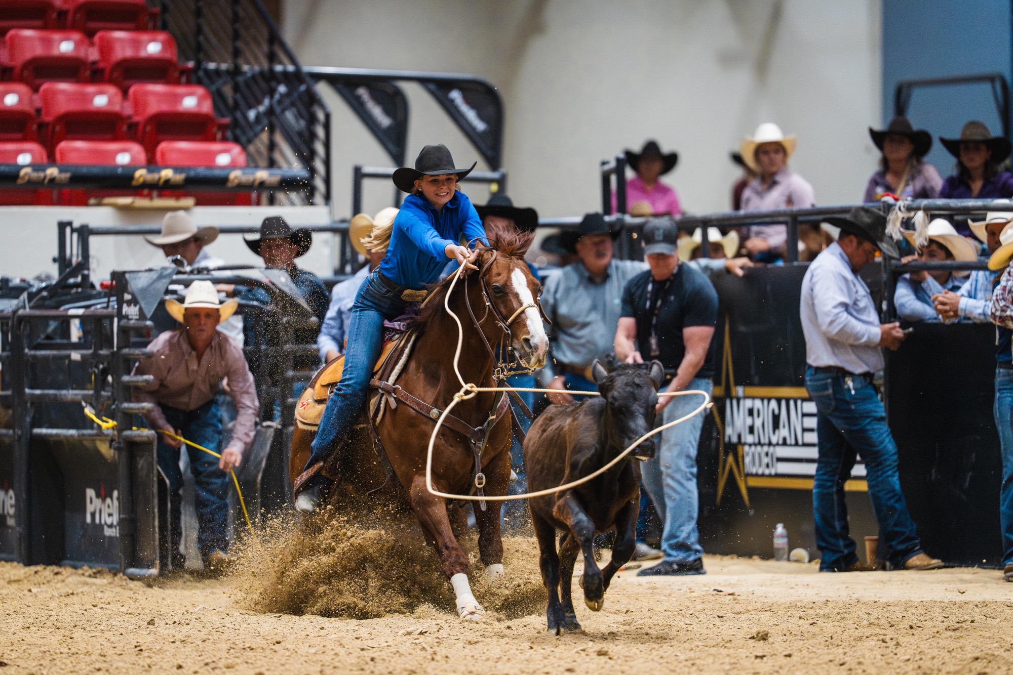 Corlee Massey ropes a calf