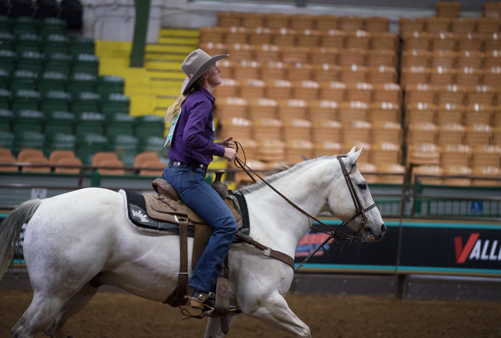 Rylee George trots out of an arena