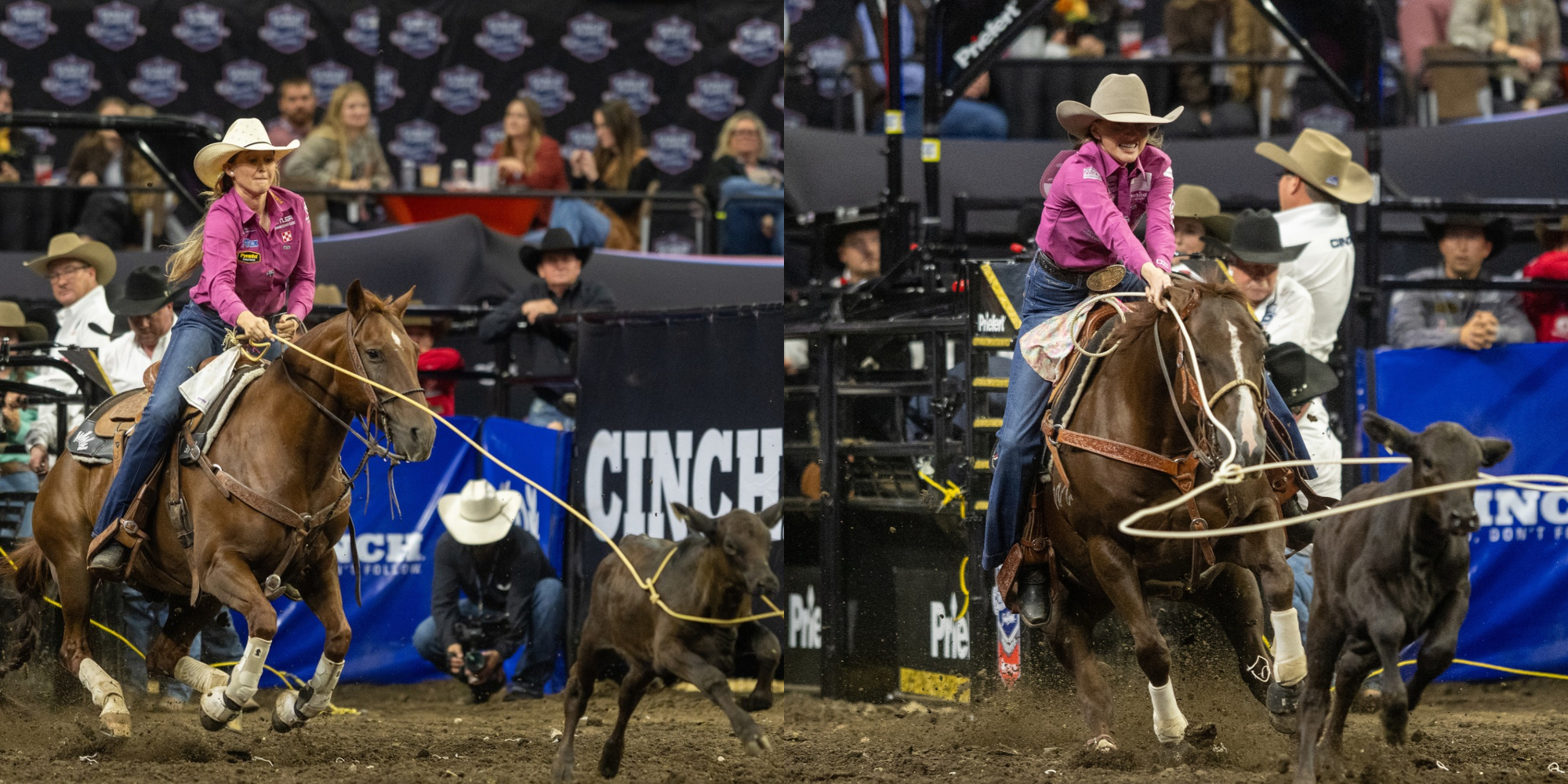Jordi Edens-Mitchell and Josie Conner, who split the 2026 Cinch Governor’s Cup breakaway roping Round 1 win at 1.7