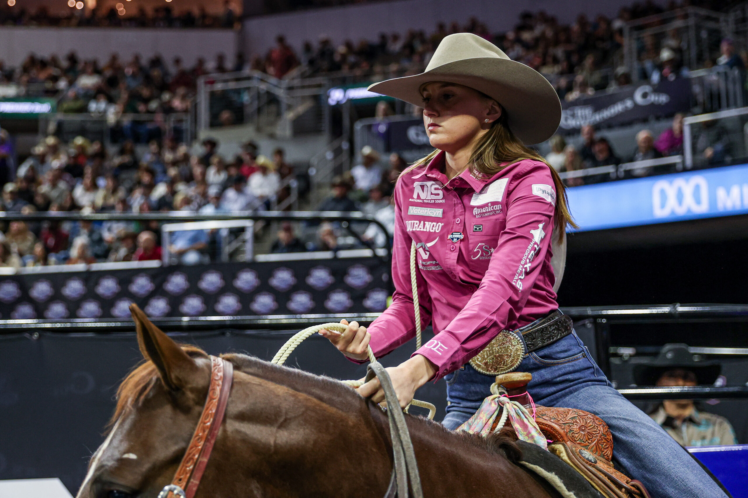 Josie Conner in sioux falls at the cinch governor's cup backing into the box
