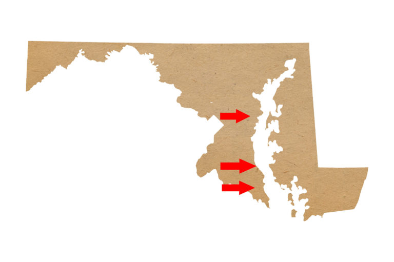 Maryland map EHV-1 arrows