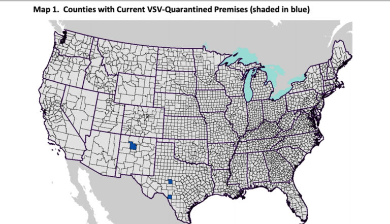 Vescicular stomatitis map from usda 6-28-19