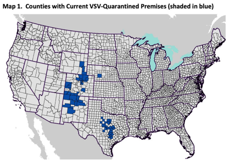 VSV quarantined counties 8-9-19
