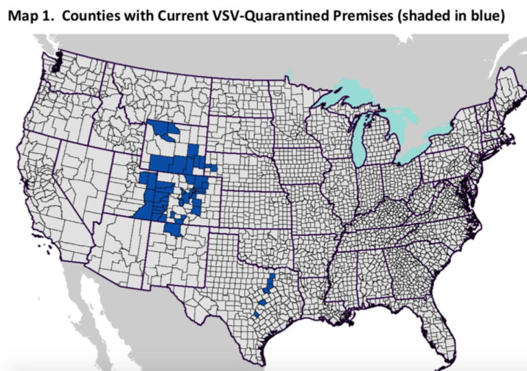 VSV positive counties 9-5-19