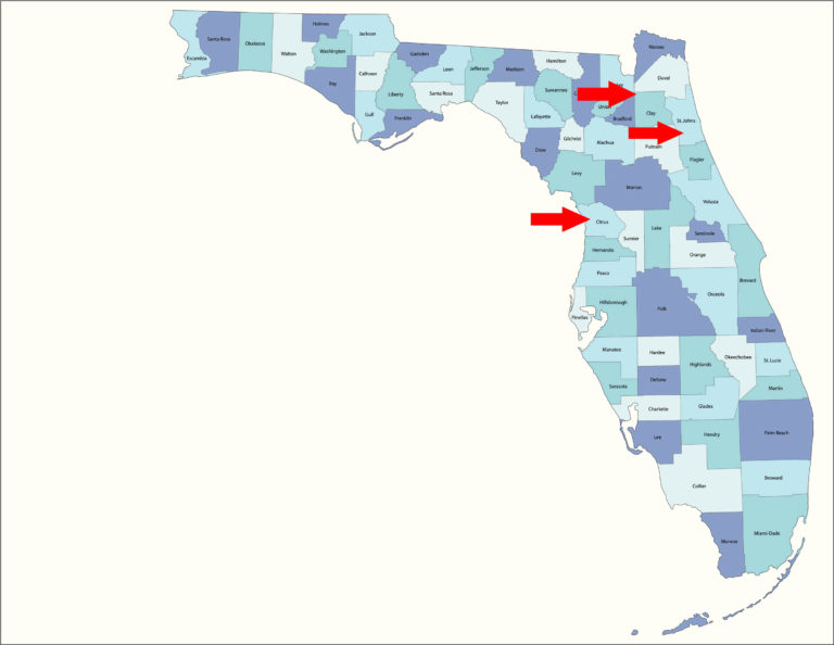Florida Citrus, Clay, St Johns County map