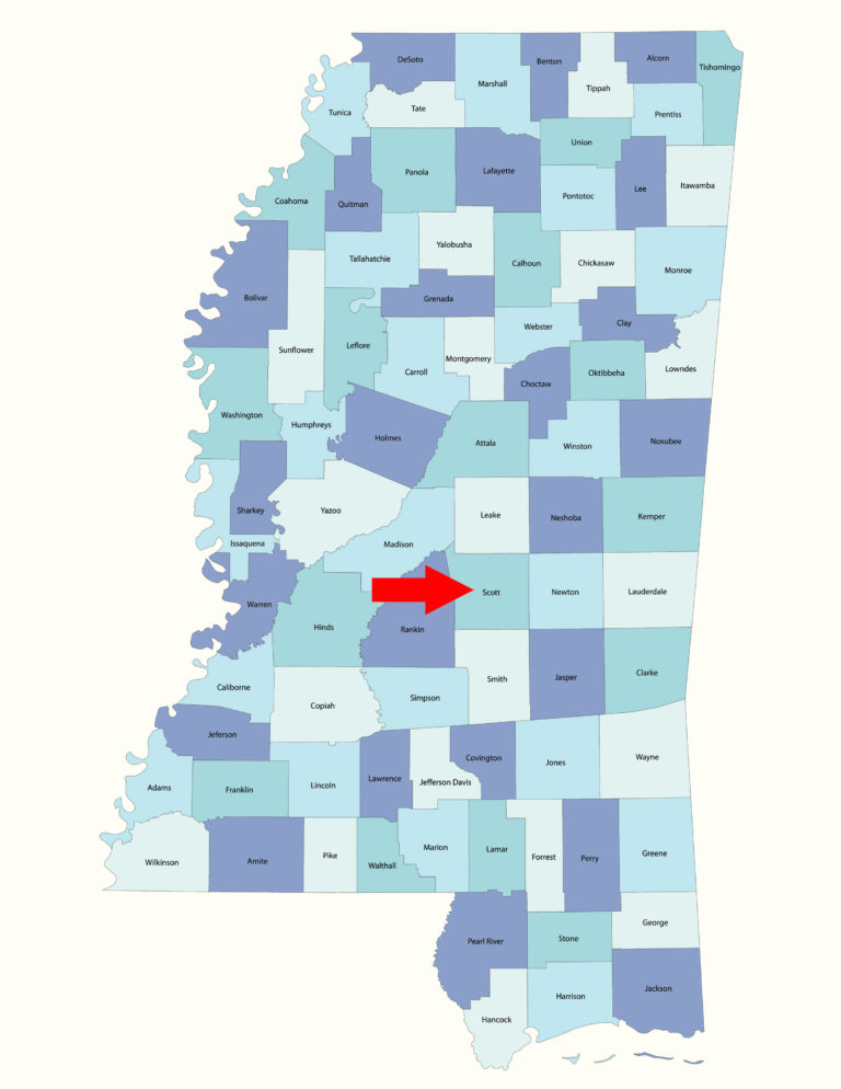 Mississippi Scott County map