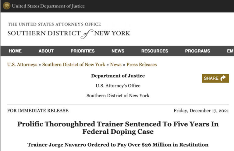 Trainer Jorge Navarro sentenced