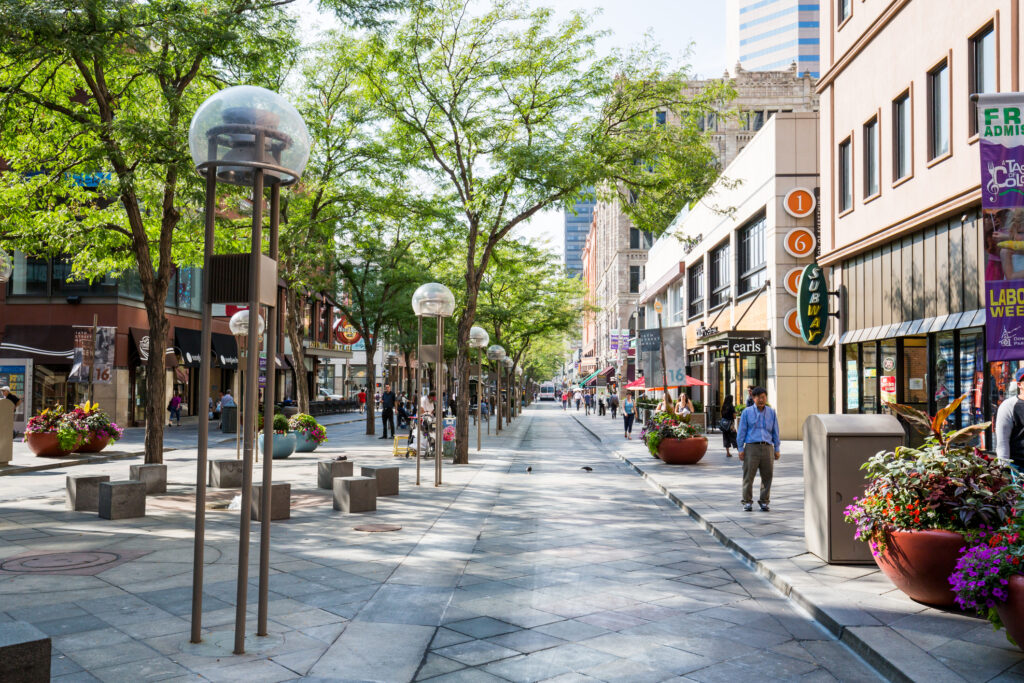 The 16th Street Mall in downtown Denver, Colorado.