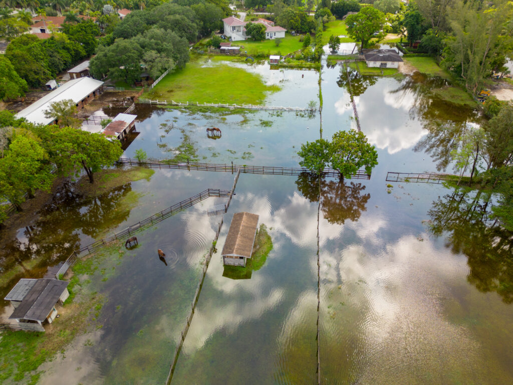 Flooded horse ranch