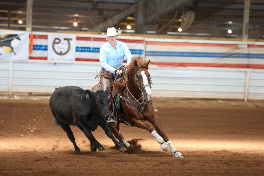 Dr. Jessica Martin riding her horse.