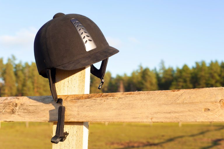 helmet on a post