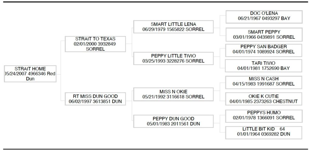 AQHA pedigree for Strait Home