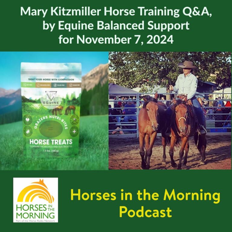 Mary Kitzmiller Horse Training Q&A, by Equine Balanced Support for November 7, 2024 – HORSES IN THE MORNING