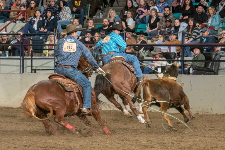 Jake Clay and Kollin VonAhn team roping in Denver.