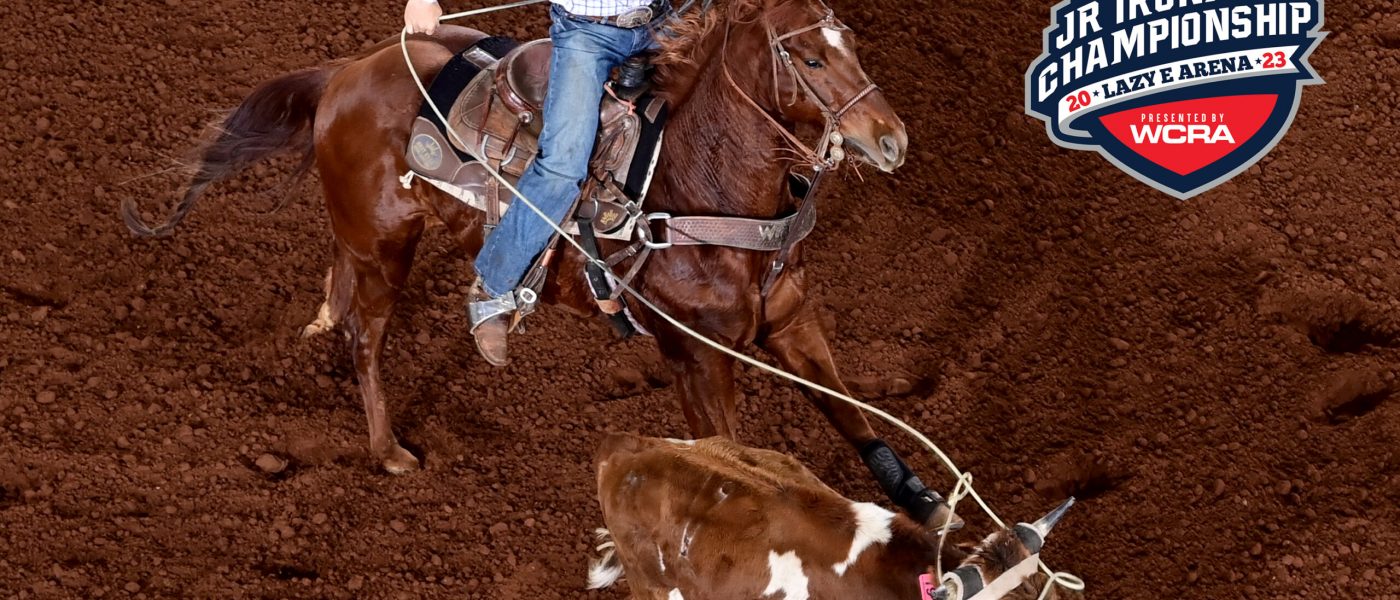 Ketch Kelton competes in the heading in team roping at the 2023 JR Ironman at the Lazy E Arena.