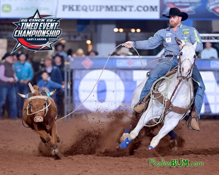 Cody Doescher ropes a steer at the 2023 Cinch Timed Event Championships.